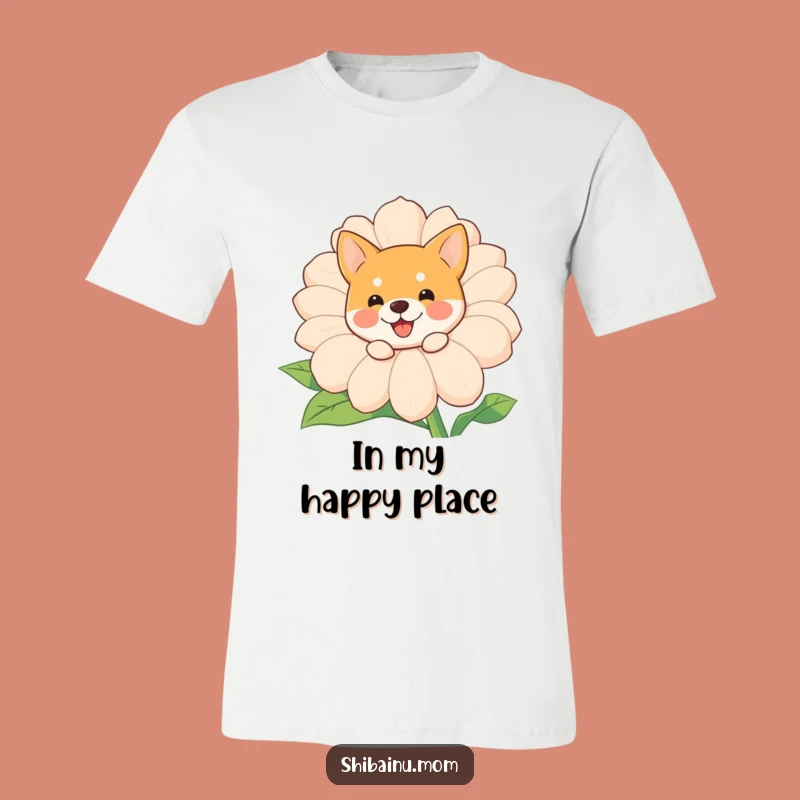 Funny Shiba Inu Flower T-Shirt: Cute Dog Peeking Tee, Hilarious Gift