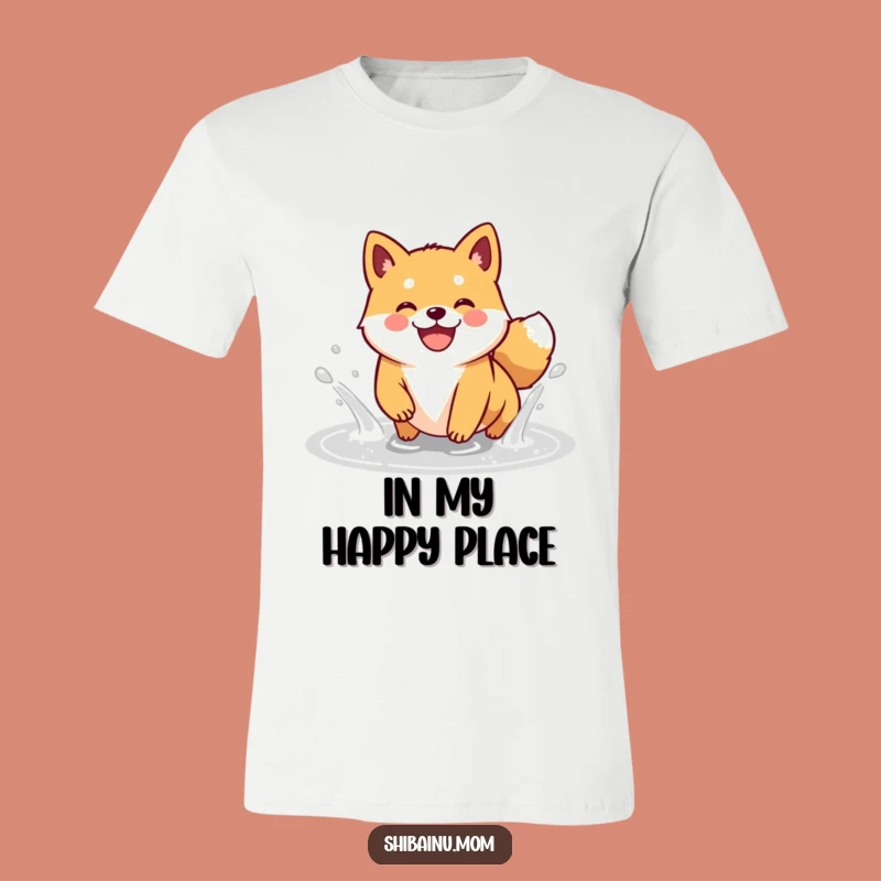 Funny Kawaii Shiba Inu Puddle Splash T-Shirt: Playful Dog Tee
