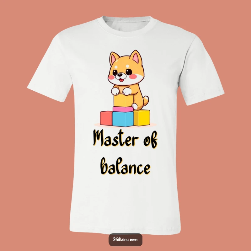 Funny Shiba Inu T-Shirt - Wobbly Blocks Balance, Playful & Hilarious Gift