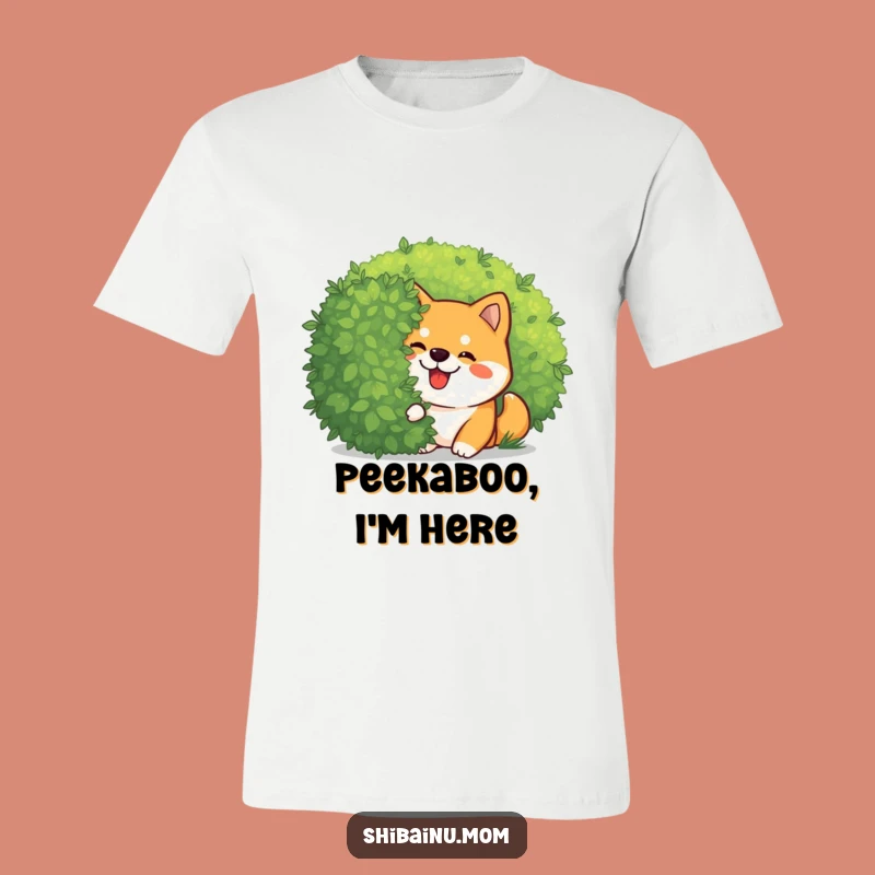 Funny Kawaii Shiba Inu Peeking T-Shirt: Giggling Pup, Perfect Playful Gift!