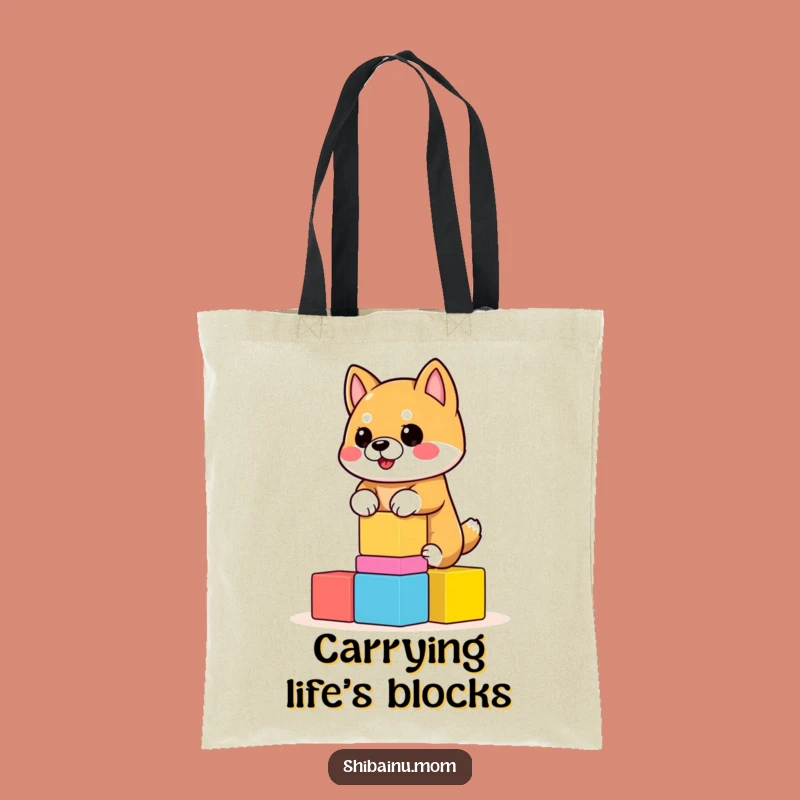 Funny Shiba Inu Tote Bag - Wobbly Blocks, Practical & Hilarious Gift