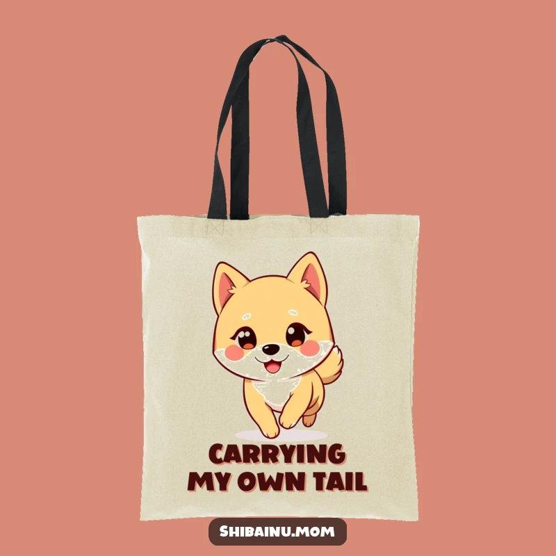 Funny Shiba Inu Big Eyes Winking Tail Chase Tote Bag, Stylish Humorous Gift