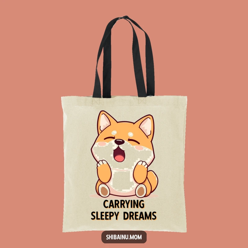 Funny Sleepy Shiba Inu Tote Bag - Yawning Dog Carry-All