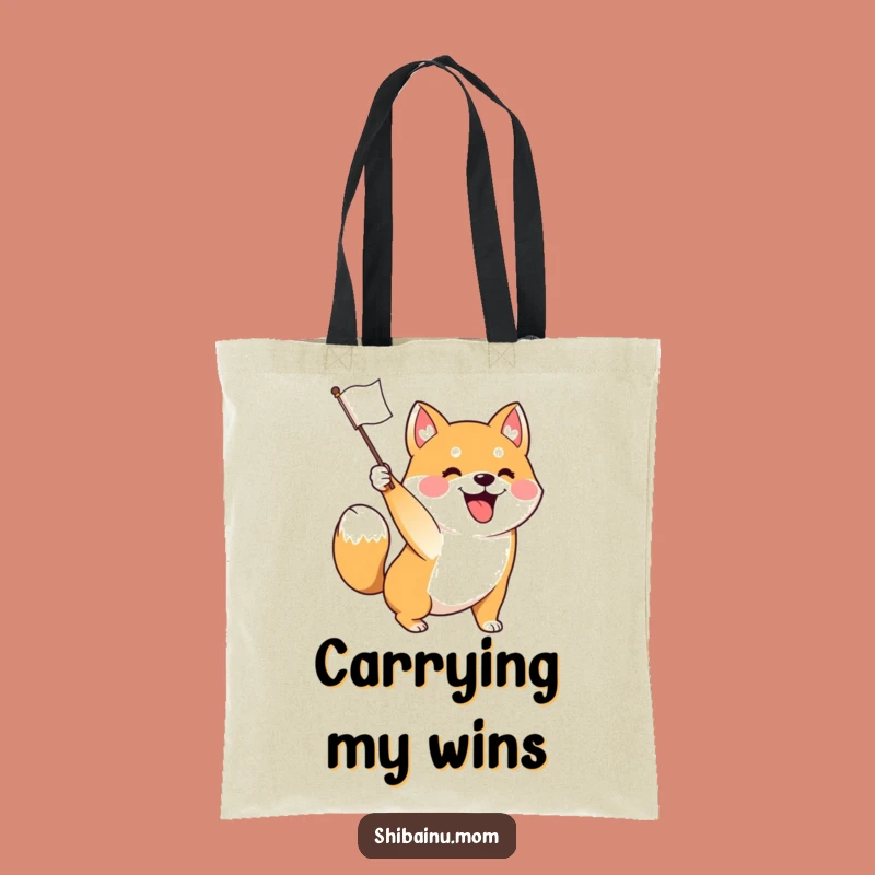 Funny Excited Shiba Inu Flag Waving Tote Bag - Carry Your Cheer