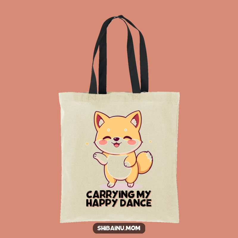 Funny Kawaii Shiba Inu Dance Tote Bag: Floppy Eared Pup for Happy Errands!