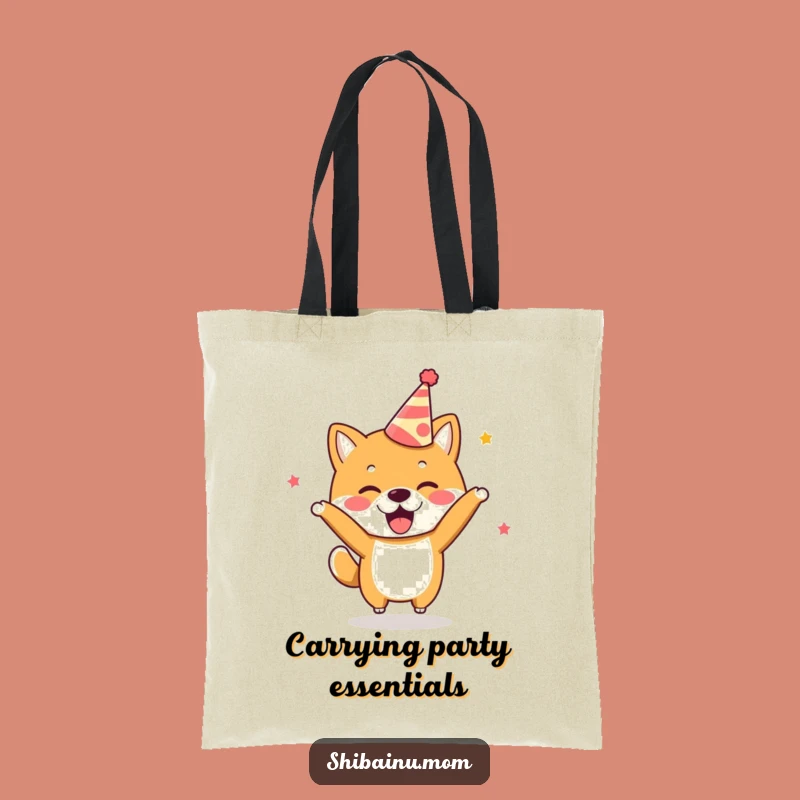 Funny Kawaii Shiba Inu Party Tote Bag: Excited Dog, Practical Gift