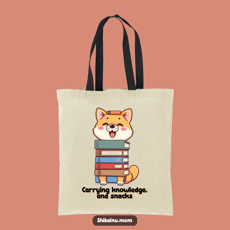 Funny Proud Shiba Inu Tote Bag - Book Balancing Scholar Shopper