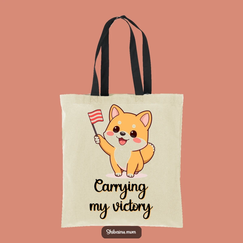 Funny Shiba Inu Flag Tote Bag: Enthusiastic Support Anywhere