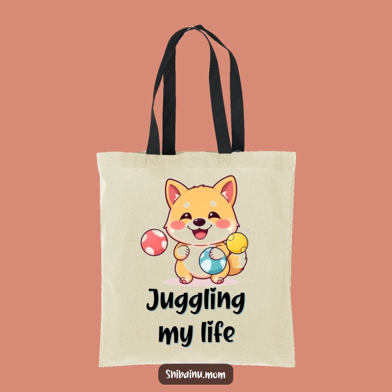 Funny Shiba Inu Juggling Balls Happy Tote Bag, Carry Your Talented Humor