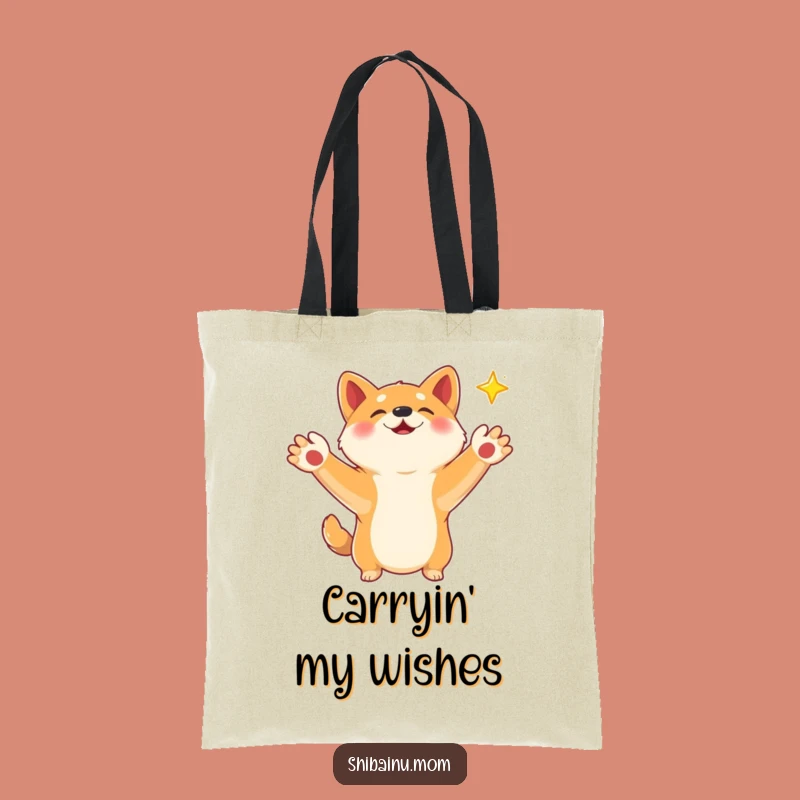 Funny Shiba Inu Star Tote Bag: Catching Dreams, Magical Accessory, Wish Bag
