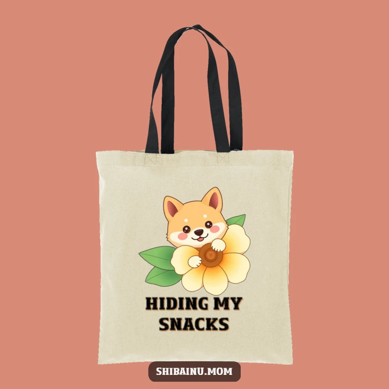 Funny Shiba Inu Flower Tote Bag: Peek-a-Boo, Cute Accessory, Floral Fun