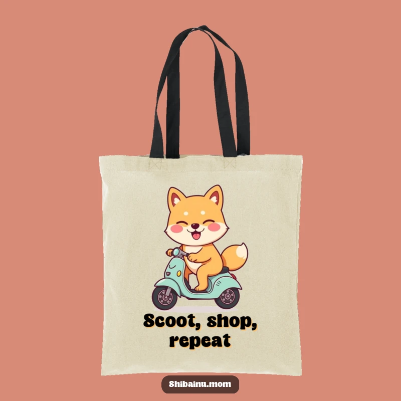 Funny Shiba Inu Scooter Tote Bag - Winking Dog Art, Ideal Gift